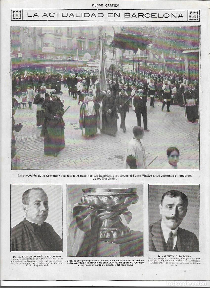 Sammelleidenschaft Papier: A&Ntilde;O 1916 RECORTE PRENSA BARCELONA PROCESION COMUNION PASCUAL A LOS ENFERMOS PASO POR LAS RAMBLAS