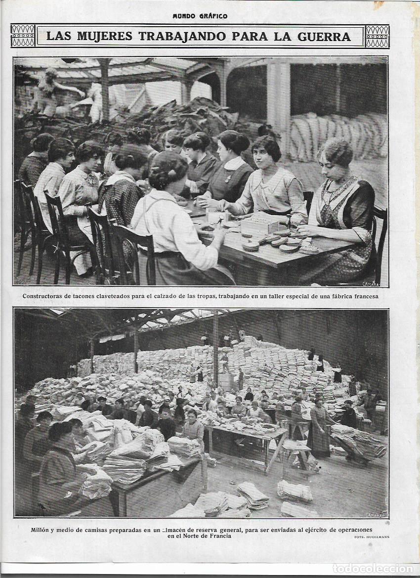 Sammelleidenschaft Papier: A&Ntilde;O 1916 RECORTE PRENSA FRANCIA TRABAJO DE LAS MUJERES PARA LA GUERRA TALLER TACONES Y CAMISAS