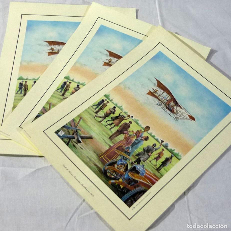 Collezionismo: 3 l&aacute;minas iguales vuelo de Antonio Fern&aacute;ndez Santillana en 1909, Museo Aeron&aacute;utica Astron&aacute;utica 2001