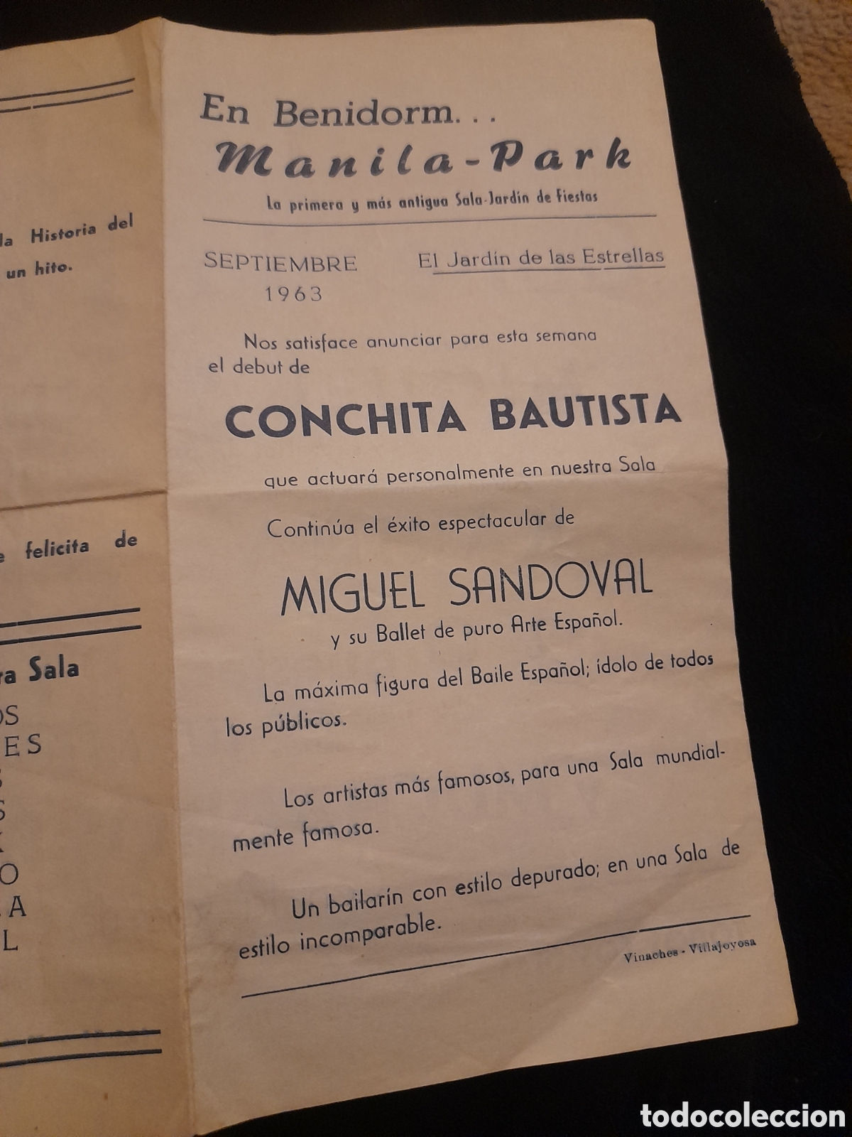 Collezionismo: Programa de la Sala de Fiestas, Manila-Park, Benidorm de 1963