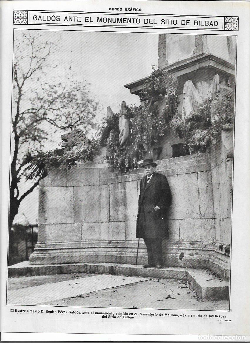 Sammelleidenschaft Papier: A&Ntilde;O 1916 RECORTE PRENSA CEMENTERIO DE MALLONA PEREZ GALDOS MONUMENTO HEROES DEL SITIO DE BILBAO