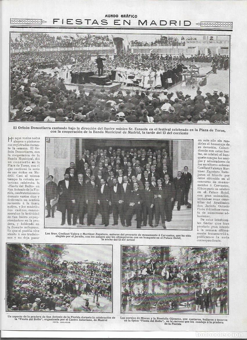 Coleccionismo: 1916 RECORTE PREN MADRID COULLAUT VALERA MARTINEZ ZAPATERO MONUMENTO CERVANTES BANQUETE PALACE HOTEL
