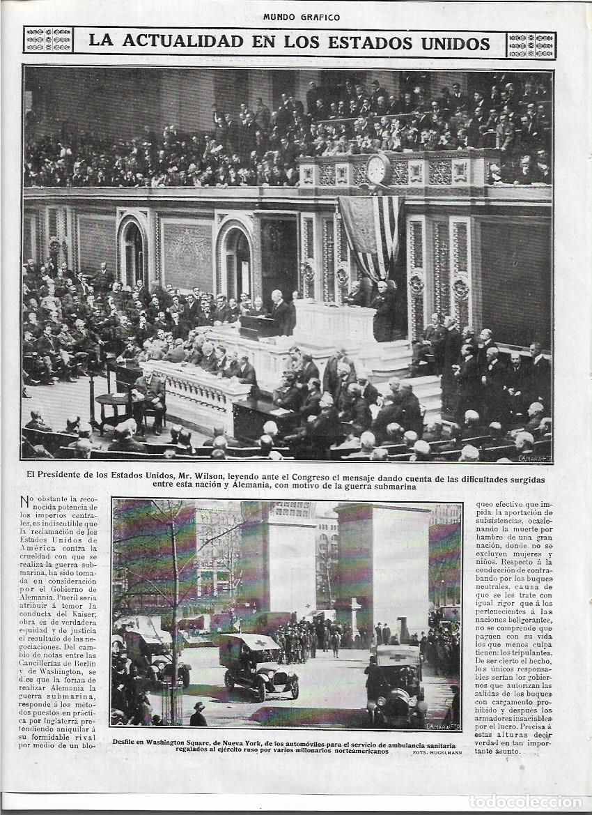 Collecting paper: A&Ntilde;O 1916 RECORTE PRENSA NUEVA YORK WASHINGTON SQUARE DESFILE AMBULANCIA SANITARIA REGALO AL EJERCITO