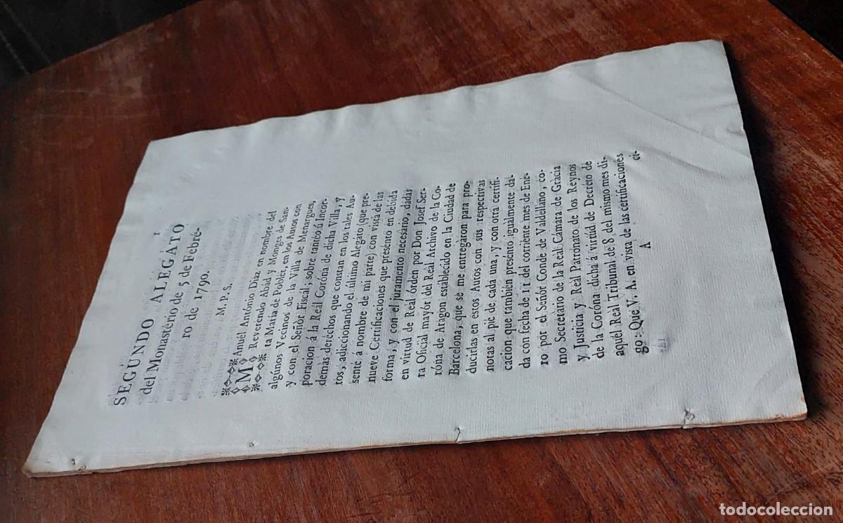 Coleccionismo: POBLET MENARGUENS 1790 PLEITO - Foto 4