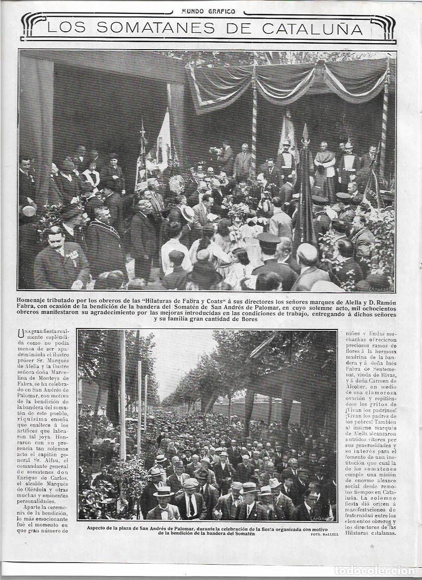Collecting paper: A&Ntilde;O 1916 RECORTE PRENSA BCNA HOMENAJE OBREROS HILATURAS DE FABRA Y COATS BENDICION BANDERA SOMATEN