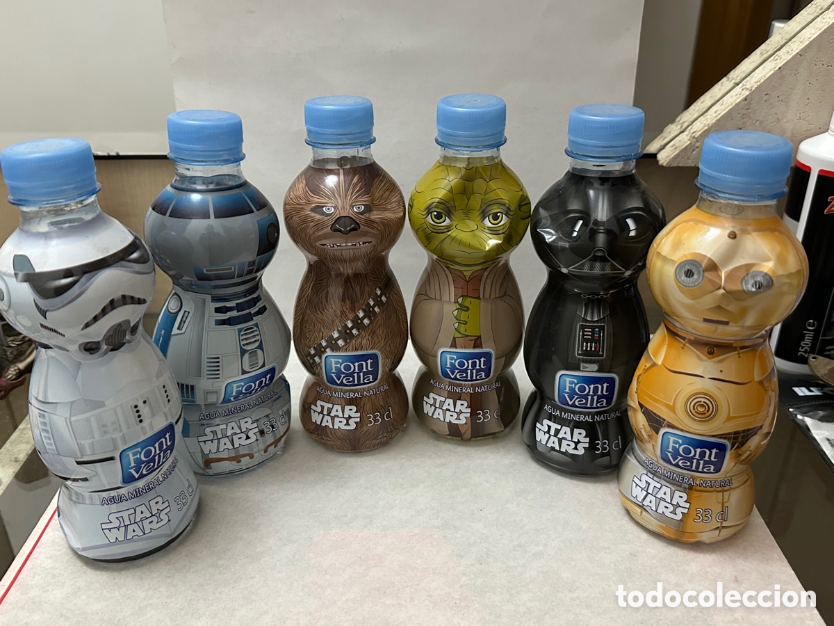 Coleccionismo: LOTE BOTELLAS 6 FIGURAS STAR WARS 2015 33CL LLENAS