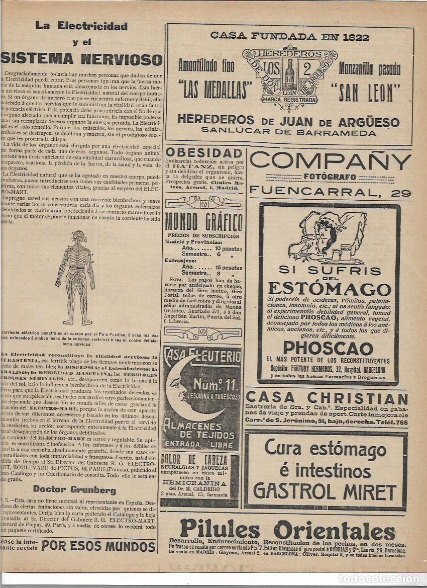 Collezionismo: A&Ntilde;O 1916 RECORTE PRENSA PUBLICIDAD CINTURON ELECTRICO ELECTRO-MART ELECTRO MART SISTEMA NERVIOSO