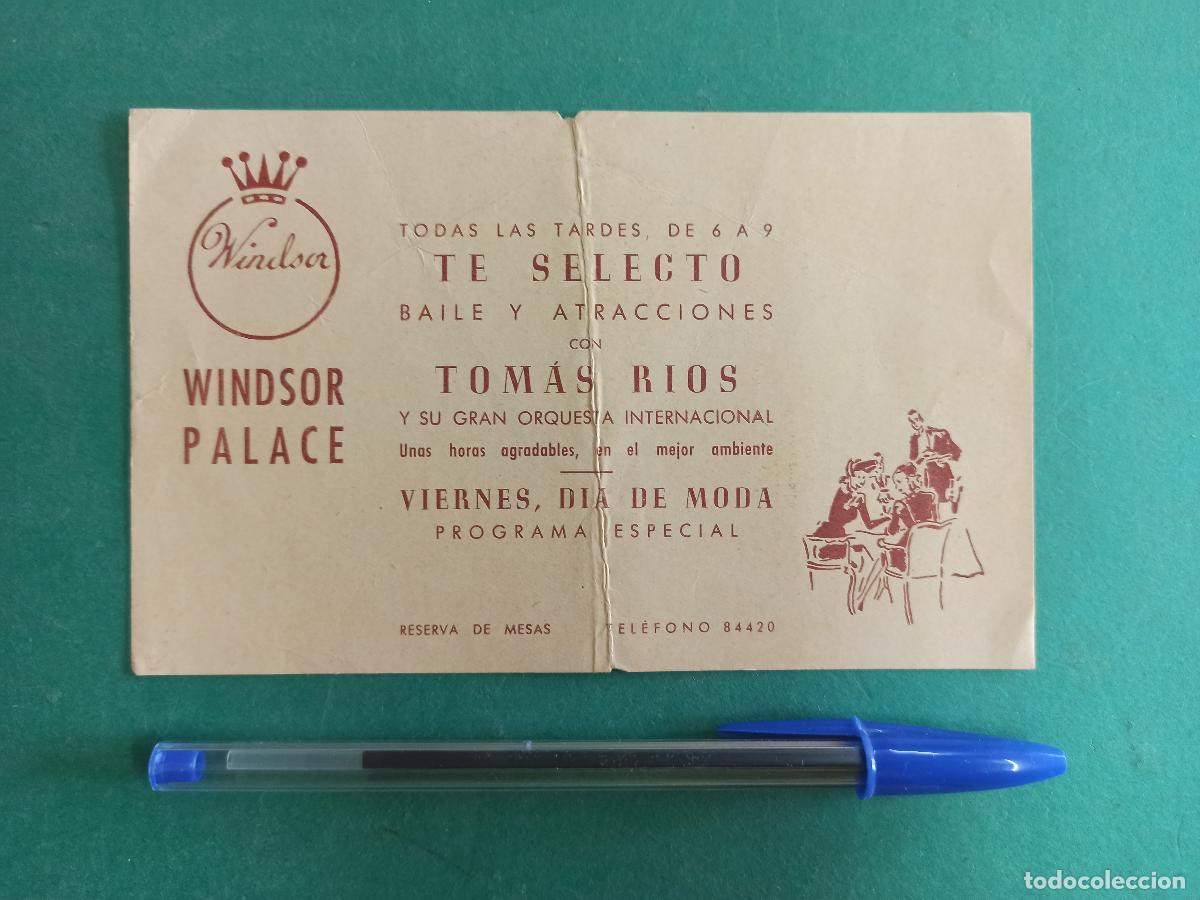 Coleccionismo: Antigua invitaci&oacute;n Windsor Palace. Tom&aacute;s Rios y Orquesta.