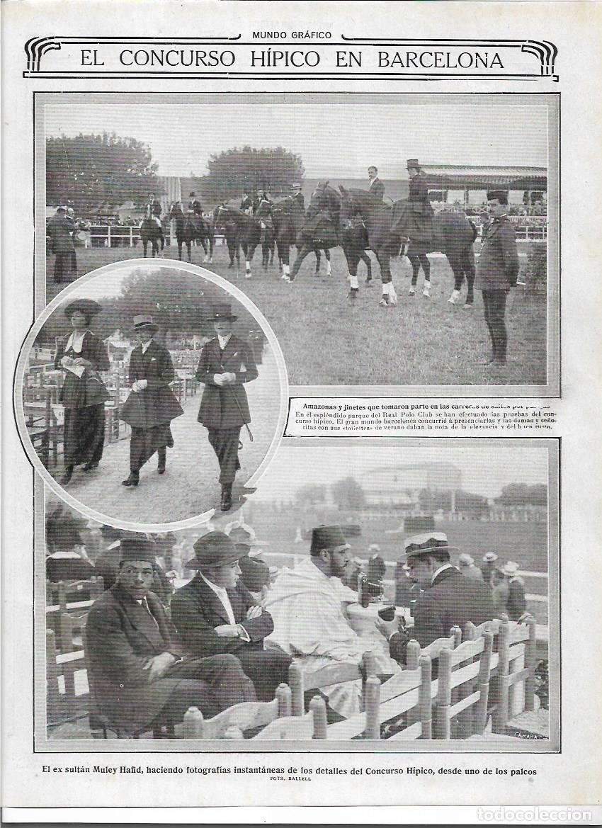 Collezionismo: A&Ntilde;O 1916 RECORTE PRENSA BARCELONA HIPICA CONCURSO HIPICO AMAZONAS JINETES EX SULTAN MULEY HAFID