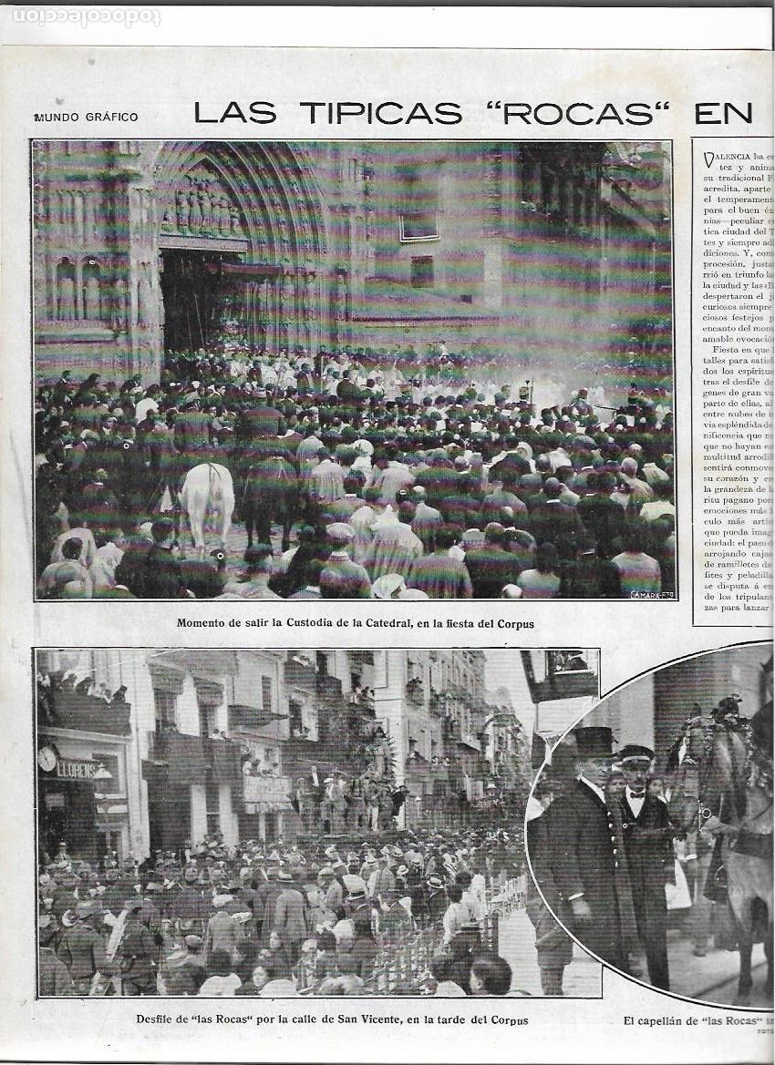 Collezionismo: A&Ntilde;O 1916 RECORTE PRENSA VALENCIA CORPUS LAS TIPICAS ROCAS GIGANTES GIGANTONES PROCESION DESFILE