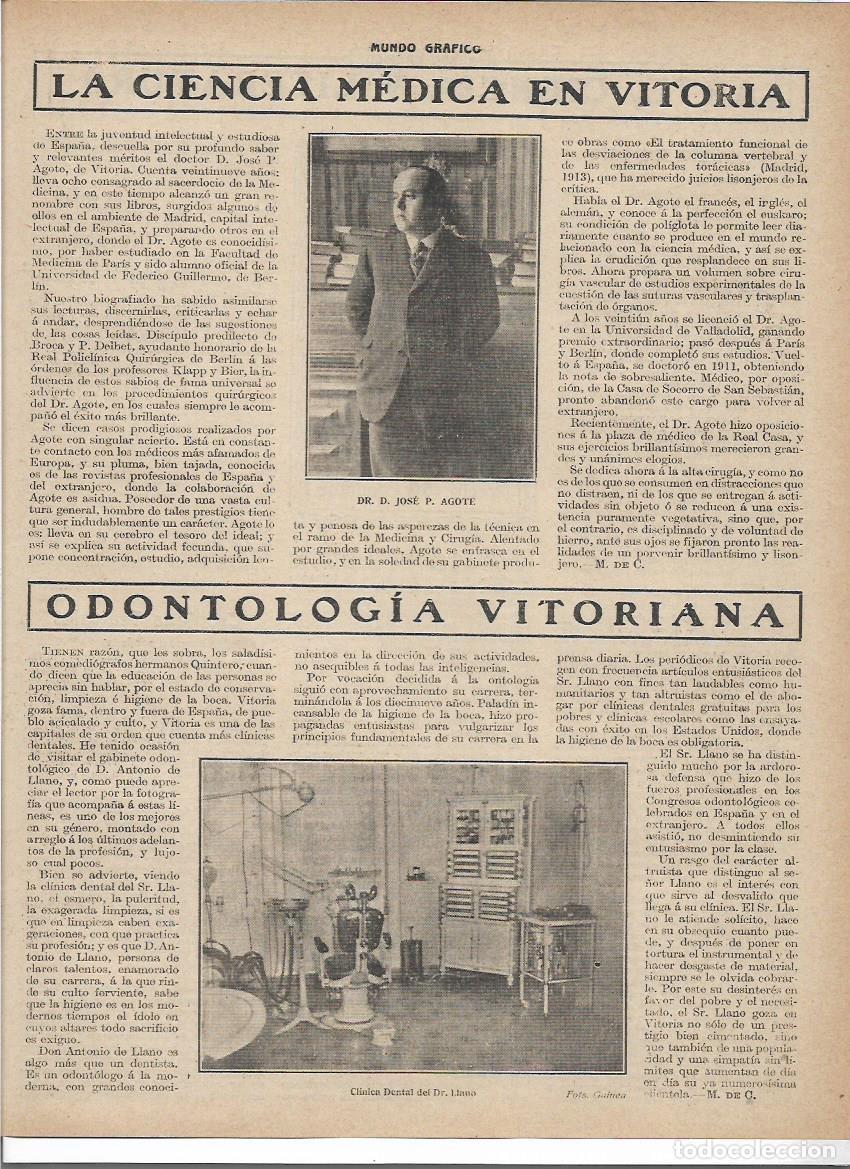 Collezionismo: A&Ntilde;O 1916 RECORTE PRENSA VITORIA MEDICINA ODONTOLOGIA CLINICA DENTAL DOCTOR LLANO