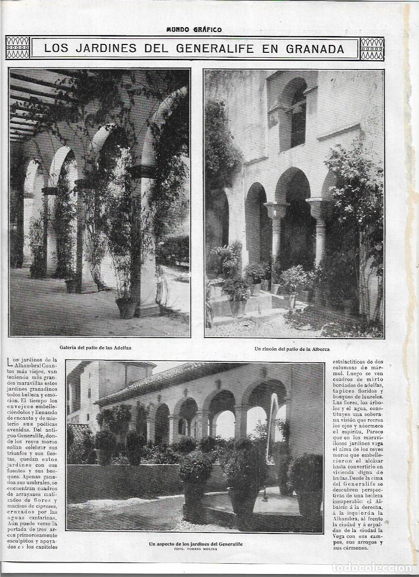 Collezionismo: A&Ntilde;O 1916 RECORTE PRENSA GRANADA JARDINES DEL GENERALIFE PATIO DE LAS ADELFAS DE LA ALBERCA