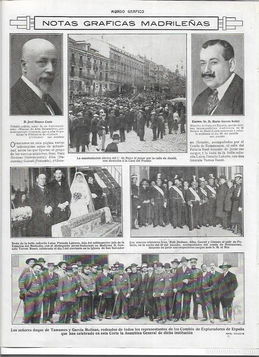Collezionismo: A&Ntilde;O 1916 RECORTE PRENSA MADRID MANIFESTACION OBRERA 1 MAYO CALLE DE ALCALA HACIA LA CASA DEL PUEBLO