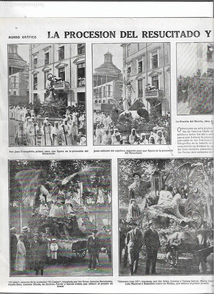 Coleccionismo: A&Ntilde;O 1916 RECORTE PRENSA MURCIA LA PROCESION DEL RESUCITADO BATALLA DE FLORES DESFILE CARROZAS