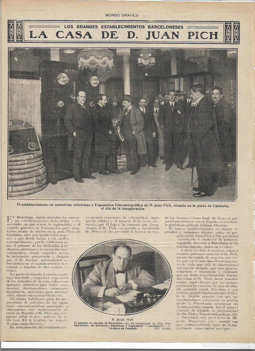 Sammelleidenschaft Papier: 1916 RECORTE PRENSA BCNA CASA DE JUAN PICH INDUSTRIAS ELECTRICAS EXPOSICION CINEMATOGRAFICA INAUGURA