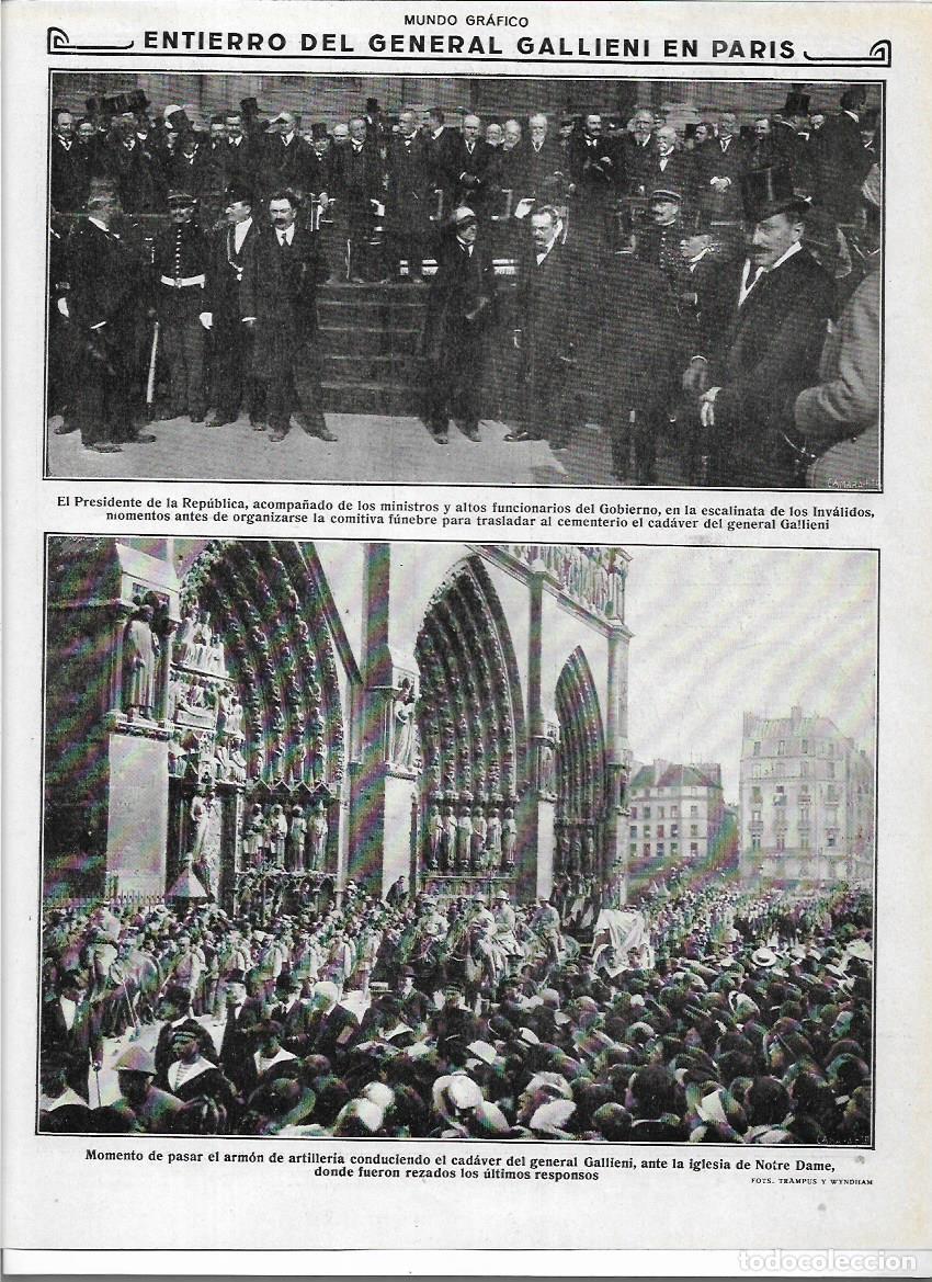 Sammelleidenschaft Papier: A&Ntilde;O 1916 RECORTE PRENSA PARIS MUERTE ENTIERRO GENERAL GALLIENI NOTRE DAME LOS INVALIDOS