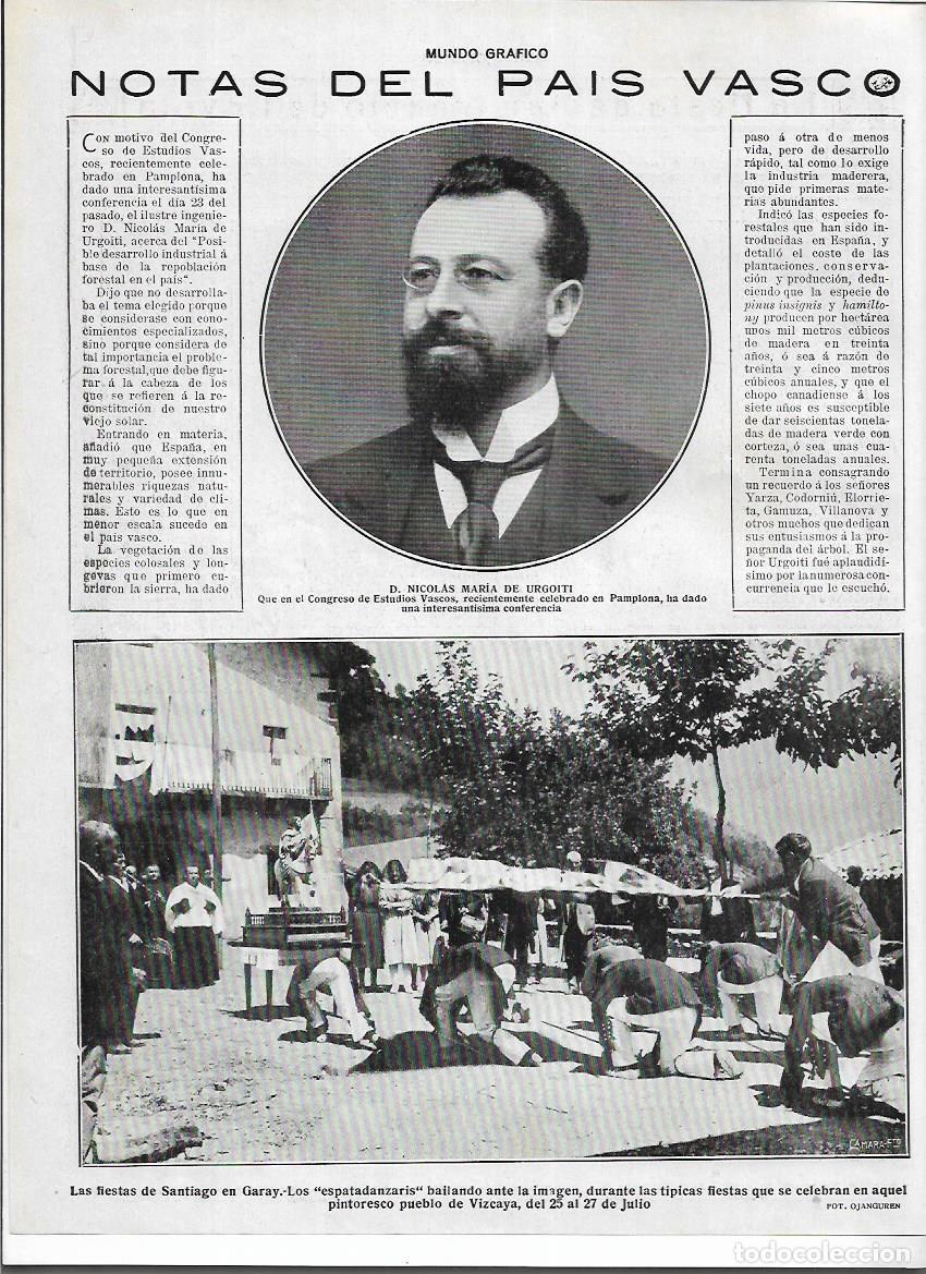 Sammelleidenschaft Papier: A&Ntilde;O 1920 RECORTE PRENS GARAY FIESTA DE SANTIAGO BAILES TIPICOS ESPATADANZARIS ANTE LA IMAGEN VIZCAYA