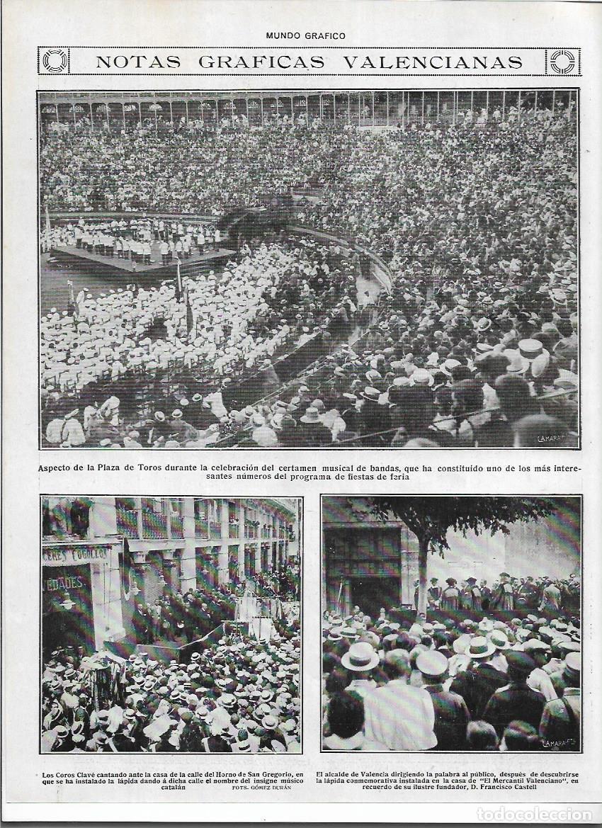 Sammelleidenschaft Papier: 1920 RECORTE PRENSA VALENCIA PLAZA TOROS CERTAMEN BANDAS MUSICA COROS CLAVE FRANCISCO CASTELL LAPIDA