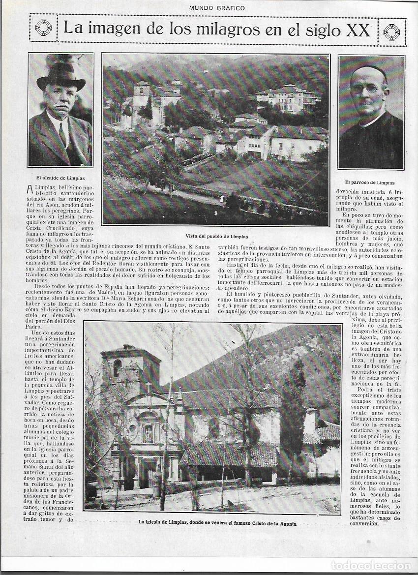 Sammelleidenschaft Papier: 1920 RECORTE PRENSA CANTABRIA CRISTO DE LIMPIAS CRISTO DE LA AGONIA MILAGROS IGLESIA PEREGRINACION