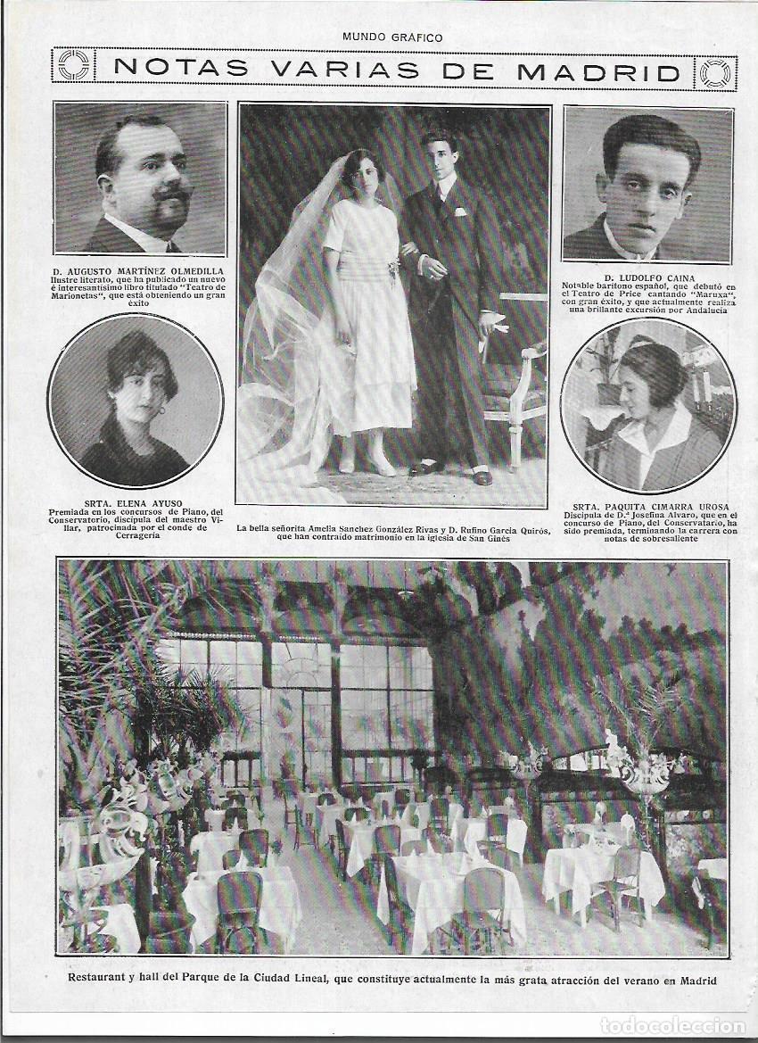Sammelleidenschaft Papier: A&Ntilde;O 1920 RECORTE PRENSA MADRID RESTAURANTE HALL DEL PARQUE DE LA CIUDAD LINEAL ATRACCION DE VERANO