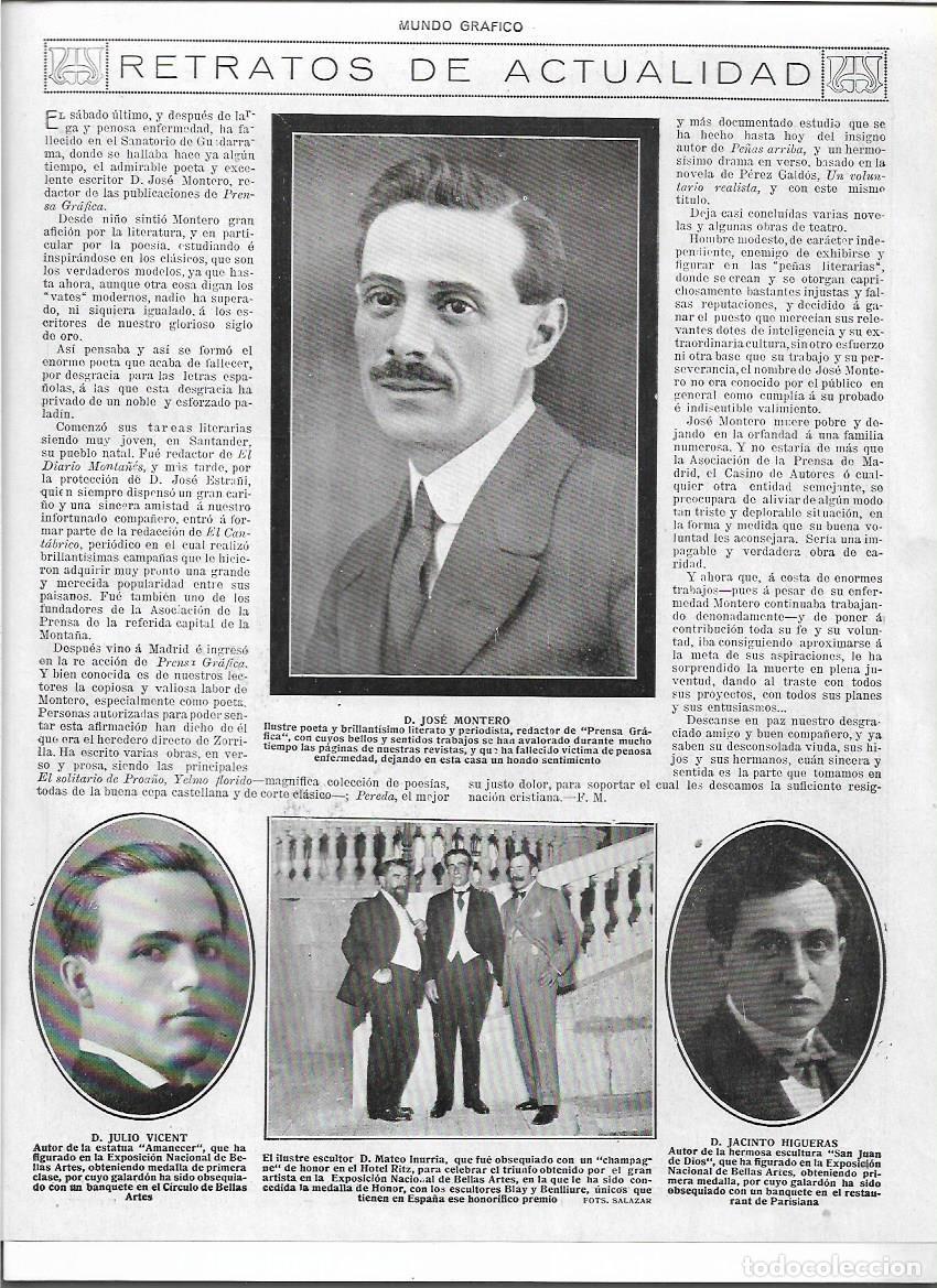 Sammelleidenschaft Papier: A&Ntilde;O 1920 RECORTE PRENSA MADRID ESCULTURA ESCULTOR INURRIA CHAMPAGNE HONOR RITZ CON BLAY BENLLIURE