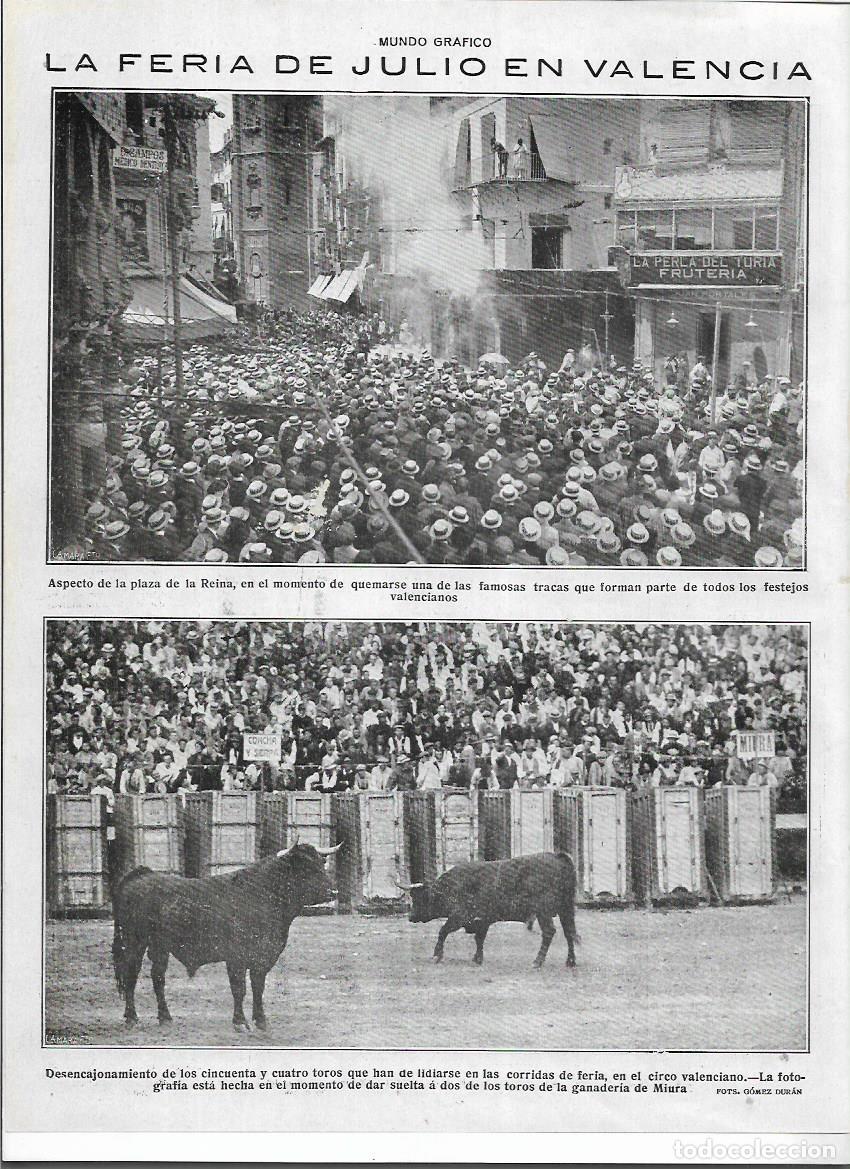 Coleccionismo: A&Ntilde;O 1920 RECORTE PRENSA VALENCIA FERIA DE JULIO TRACA PLAZA DE LA REINA SUELTA TOROS MIURA CORRIDAS