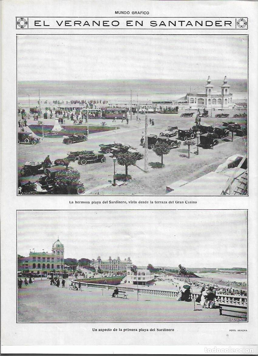 Colecionismo: A&Ntilde;O 1920 RECORTE PRENSA SANTANDER VERANO VERANEO PLAYA DEL SARDINERO GRAN CASINO BA&Ntilde;ISTAS COCHES