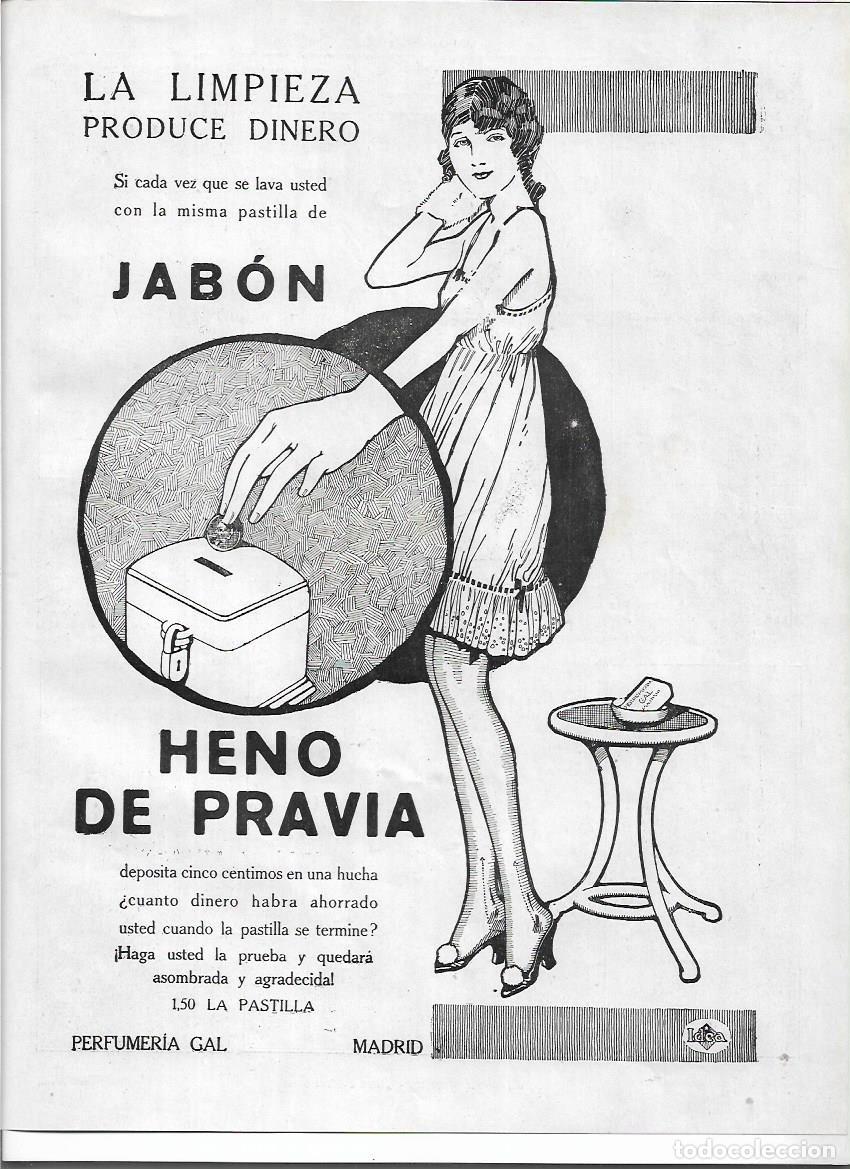 Colecionismo: A&Ntilde;O 1920 RECORTE PRENSA PUBLICIDAD PASTILLA DE JABON HENO DE PRAVIA PERFUMERIA GAL MADRID