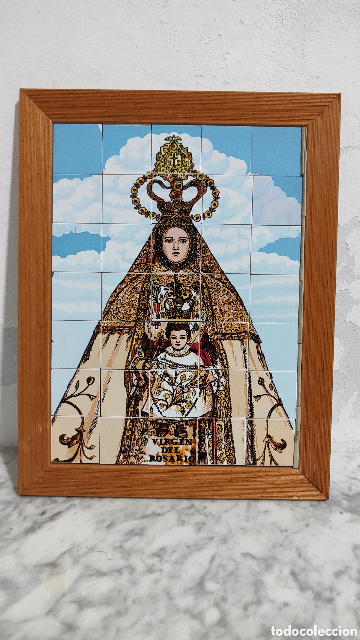 Coleccionismo: CUADRO MOSAICO VIRGEN DEL ROC&Iacute;O - Foto 1