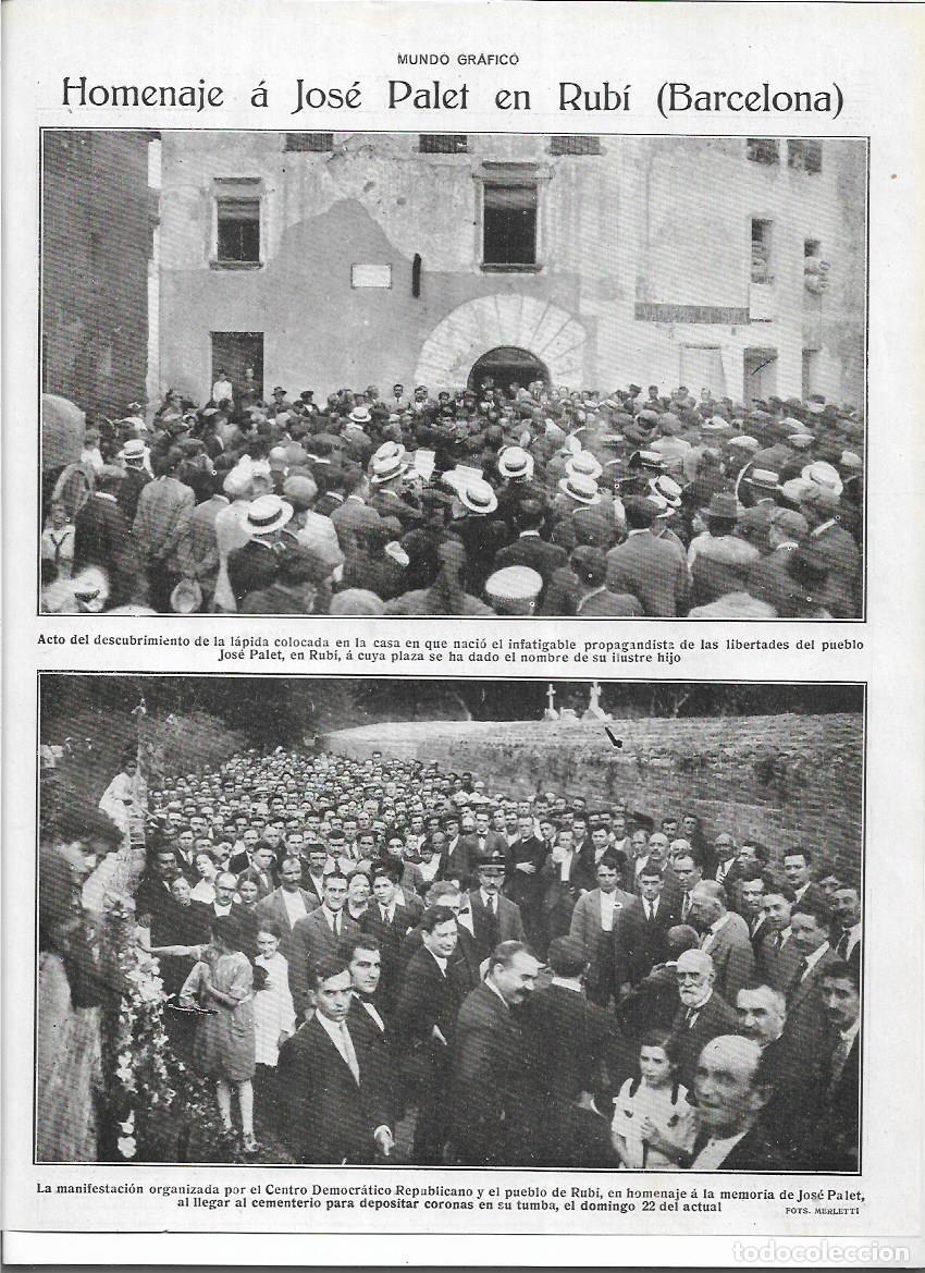 Colecionismo: A&Ntilde;O 1920 RECORTE PRENSA RUBI HOMENAJE A JOSE PALET LAPIDA CASA NATAL CEMENTERIO CORONAS EN SU TUMBA