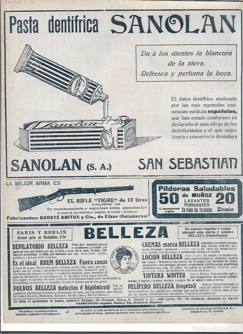 Colecionismo: A&Ntilde;O 1920 RECORTE PRENSA PUBLICIDAD SANOLAN SAN SEBASTIAN DENTIFRICO PASTA DENTIFRICA DENTAL
