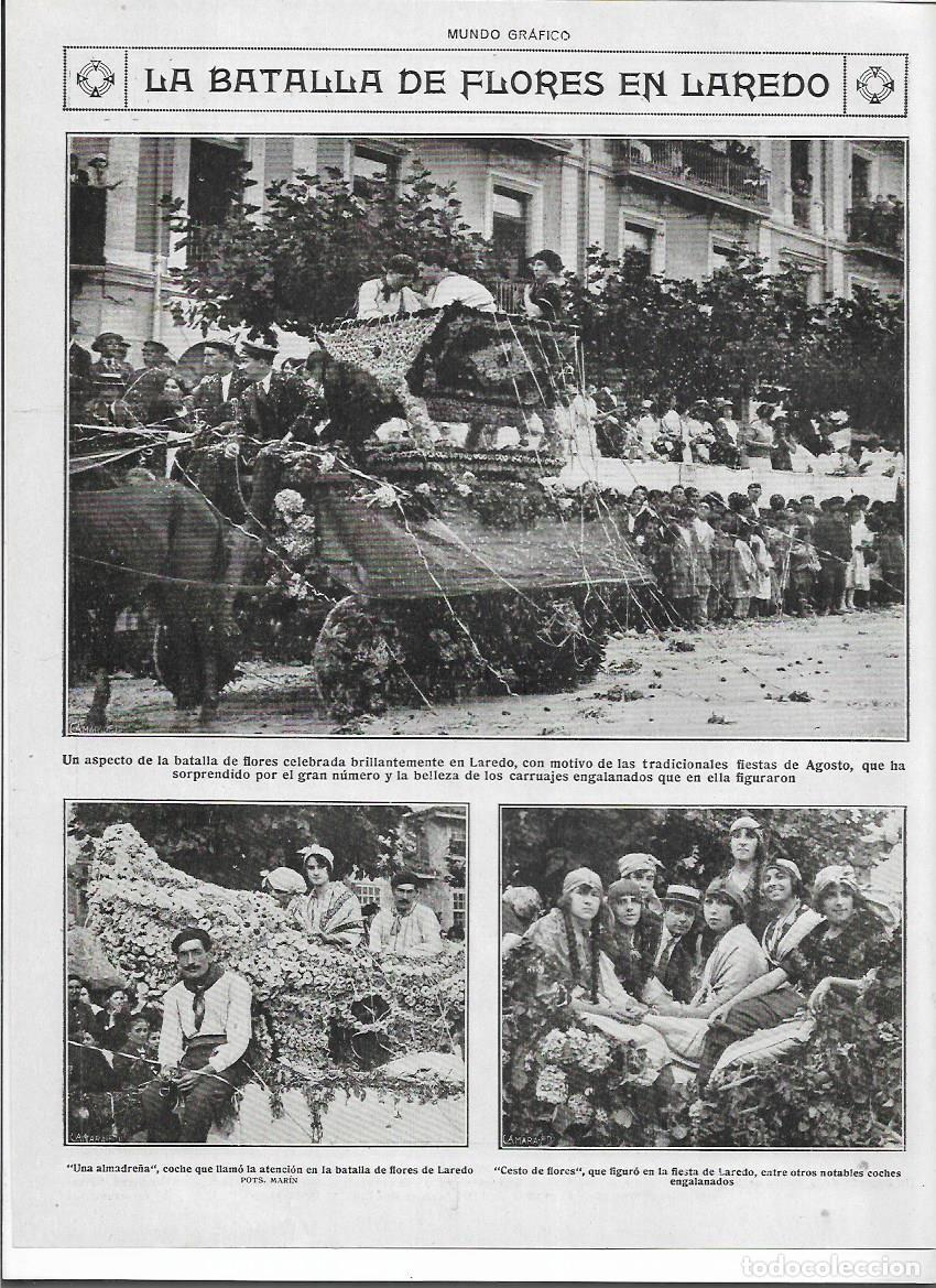 Colecionismo: A&Ntilde;O 1920 RECORTE PRENSA LAREDO BATALLA DE LAS FLORES DESFILE CARROZAS FIESTAS DE AGOSTO