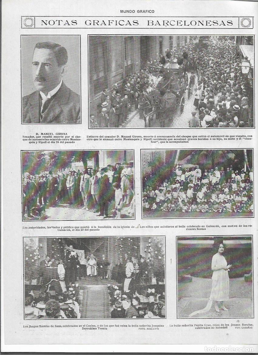 Colecionismo: A&Ntilde;O 1920 RECORTE PRENSA BARCELONA BENDICION DE LA IGLESIA DEL GUINARDO AUTORIDADES NI&Ntilde;OS