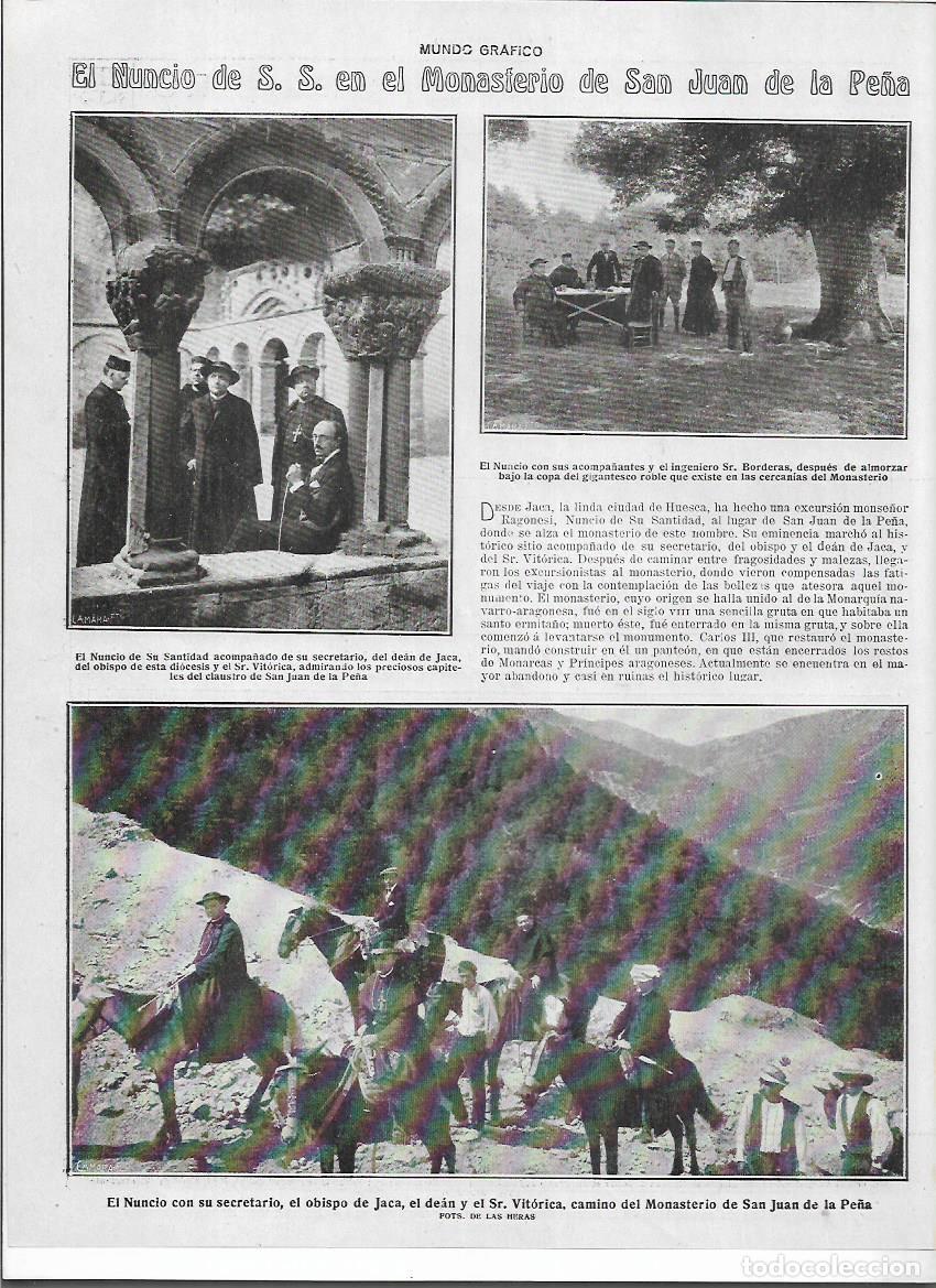 Collecting paper: A&Ntilde;O 1920 RECORTE PRENSA MONASTERIO DE SAN JUAN DE LA PE&Ntilde;A VISITA NUNCIO SU SANTIDAD A CABALLO