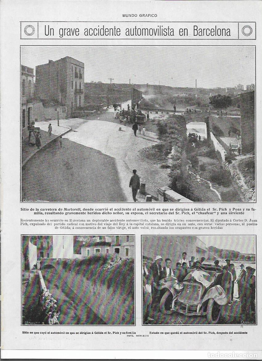 Colecionismo: A&Ntilde;O 1920 RECORTE PRENSA BCNA CARRETERA DE MARTORELL A GELIDA GRAVE ACCIDENTE COCHE SR PICH PONS