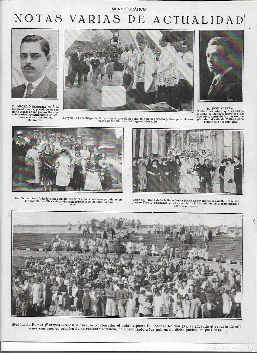 Colecionismo: A&Ntilde;O 1920 RECORTE PRENSA BURGOS BENDICION PRIMERA PIEDRA CONVENTO DE LAS SIERVAS SAGRADO CORAZON