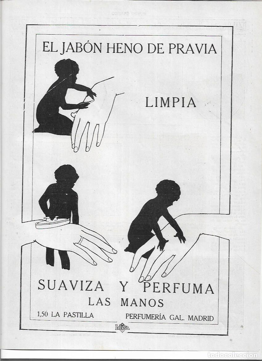 Colecionismo: A&Ntilde;O 1920 RECORTE PRENSA PUBLICIDAD PASTILLA DE JABON HENO DE PRAVIA PERFUMERIA GAL SUAVIZA MANOS