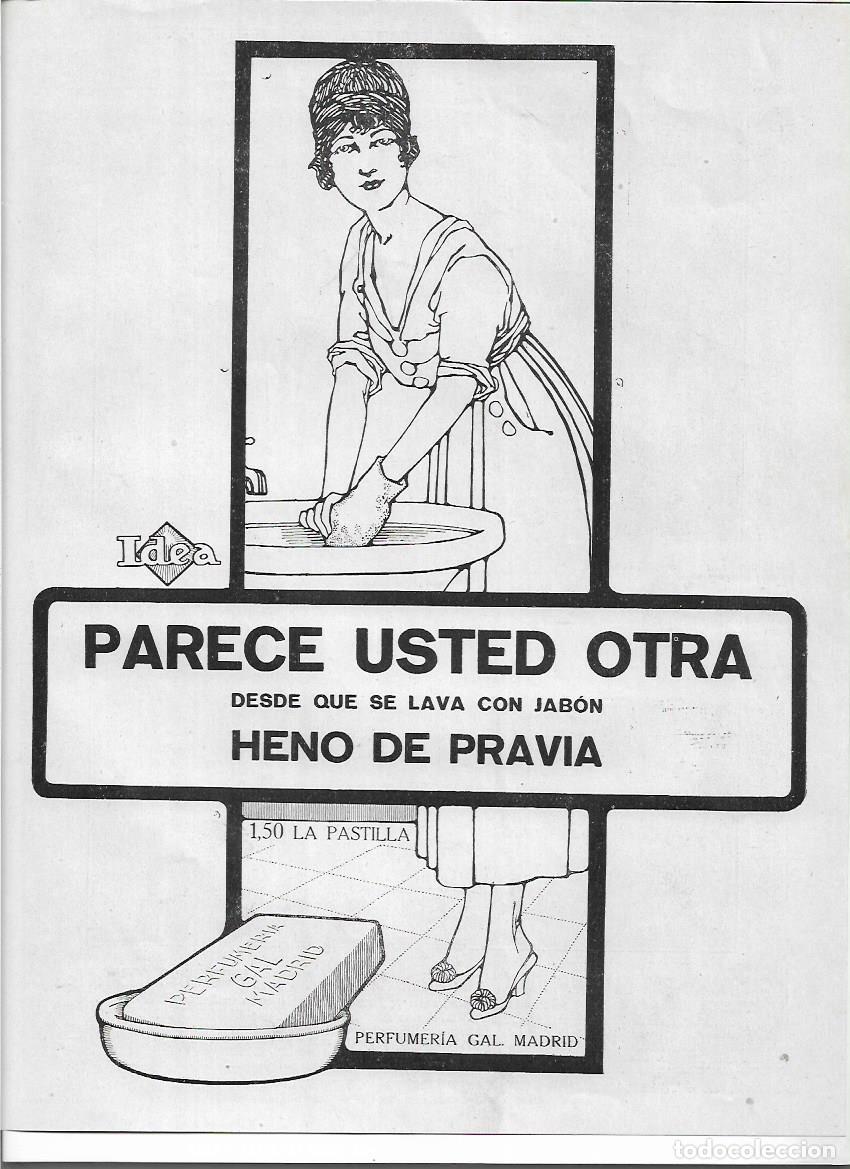 Coleccionismo: A&Ntilde;O 1920 RECORTE PRENSA PUBLICIDAD PASTILLA DE JABON HENO DE PRAVIA PERFUMERIA GAL MADRID
