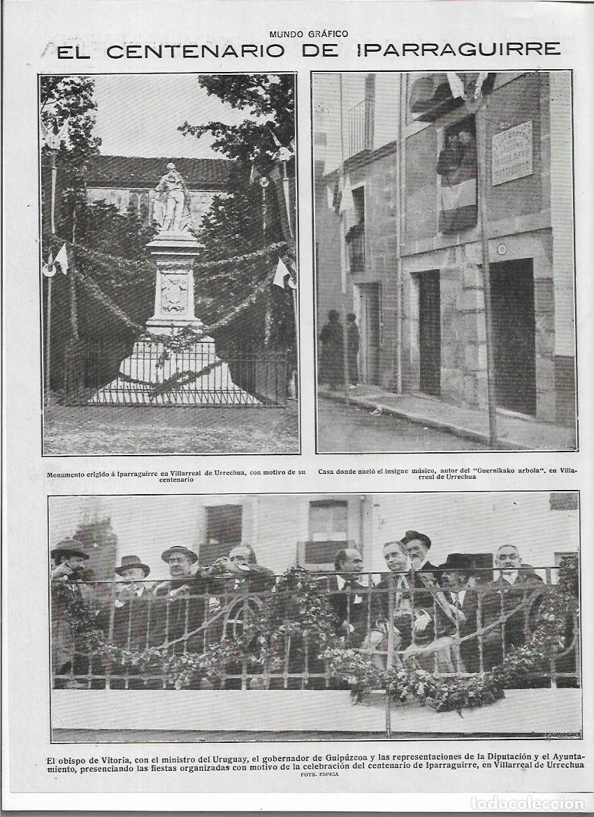 Collecting paper: A&Ntilde;O 1920 RECORTE PRENS CENTENARIO DE IPARRAGUIRRE VILLARREAL DE URRECHUA MONUMENTO CASA NATAL MUSICO