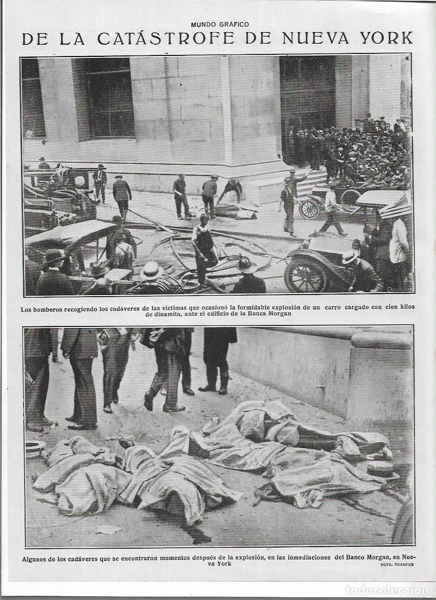 Collecting paper: A&Ntilde;O 1920 RECORTE PRENSA NUEVA YORK EXPLOSION INCENDIO BANCO MORGAN VICTIMAS TRABAJOS BOMBEROS
