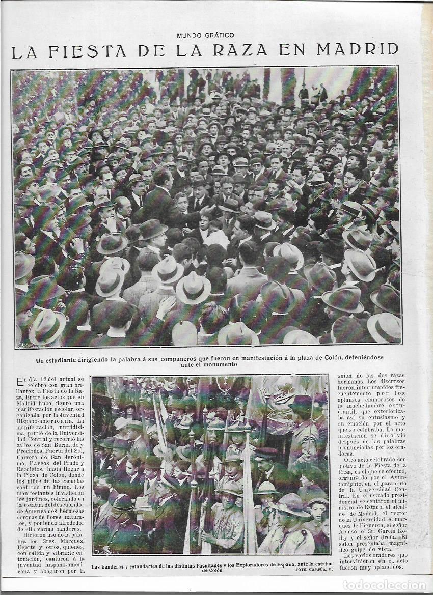 Colecionismo: A&Ntilde;O 1920 RECORTE PRENSA MADRID FIESTA DE LA RAZA BANDERAS ESTANDARTES EXPLORADORES DE ESPA&Ntilde;A COLON