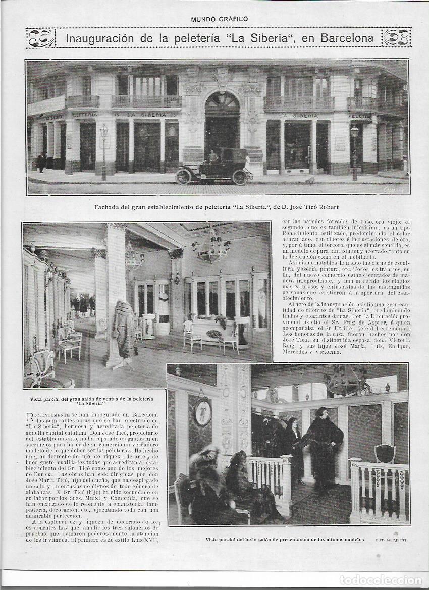 Colecionismo: A&Ntilde;O 1920 RECORTE PRENSA BARCELONA INAUGURACION PELETERIA LA SIBERIA JOSE TICO ROBERT COMERCIO MODA