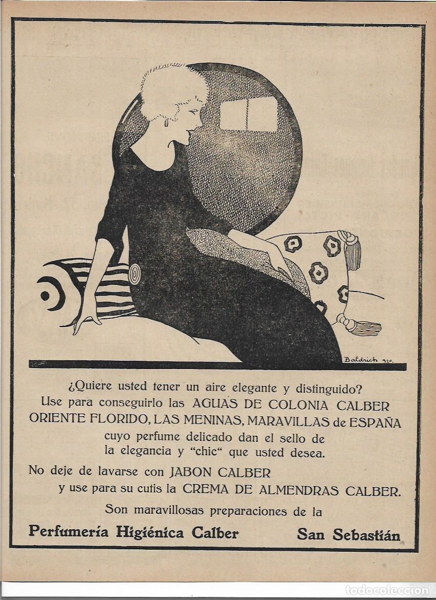 Colecionismo: A&Ntilde;O 1920 RECORTE PRENSA PUBLICIDAD PRODUCTOS CALBER PERFUMERIA HIGIENICA SAN SEBASTIAN COLONIA JABON