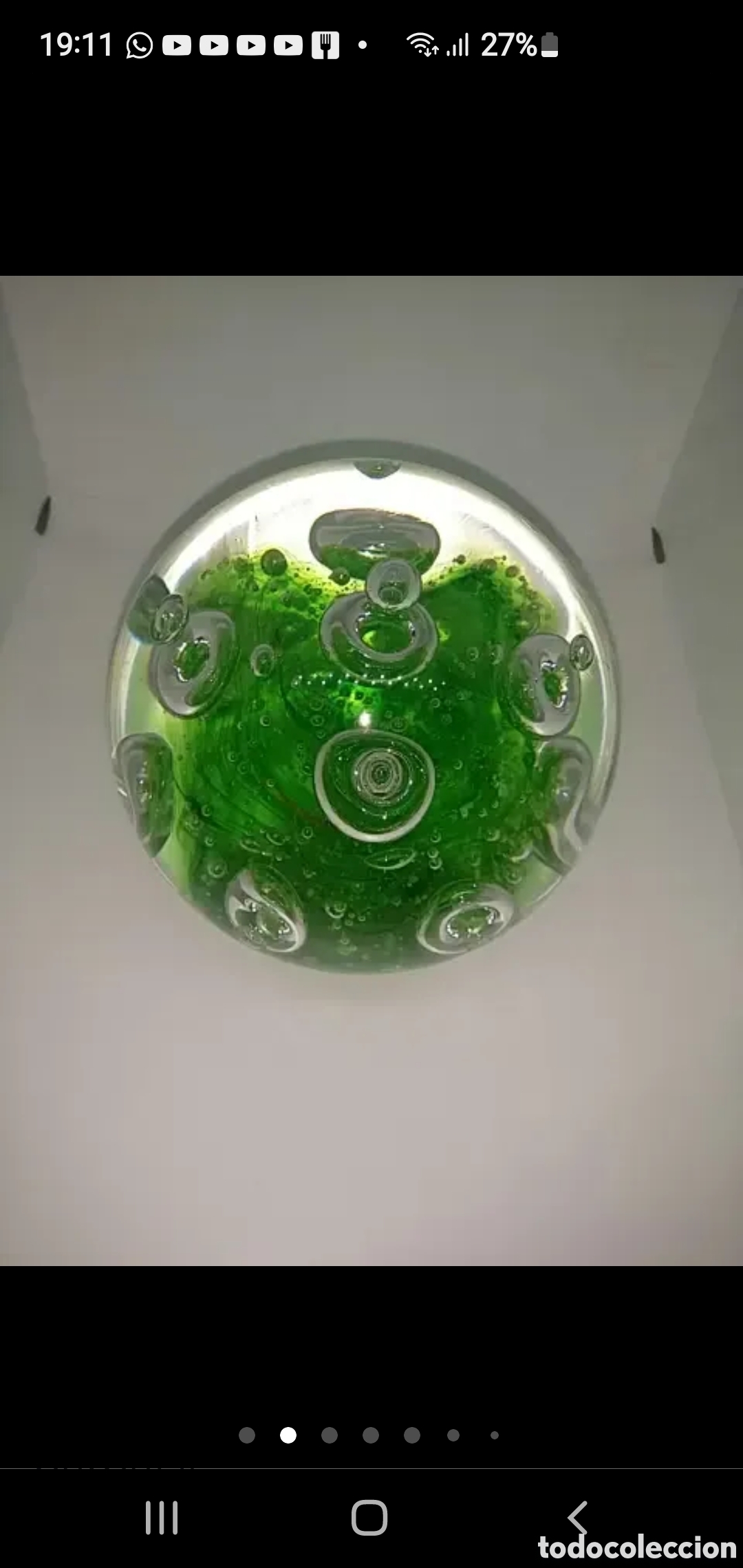 Coleccionismo: Pisapapeles verde aros - Foto 2