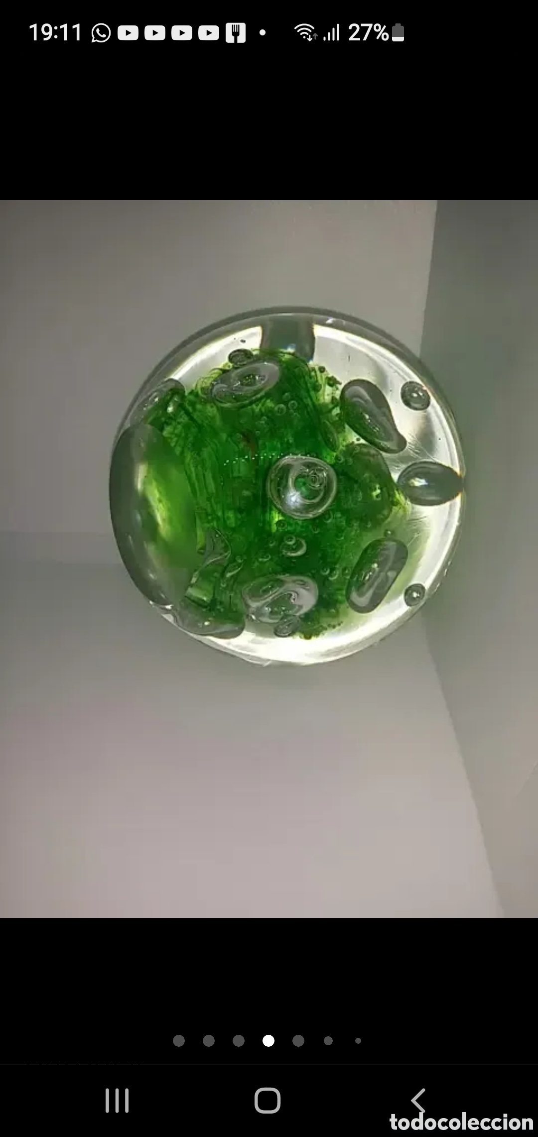 Coleccionismo: Pisapapeles verde aros - Foto 4