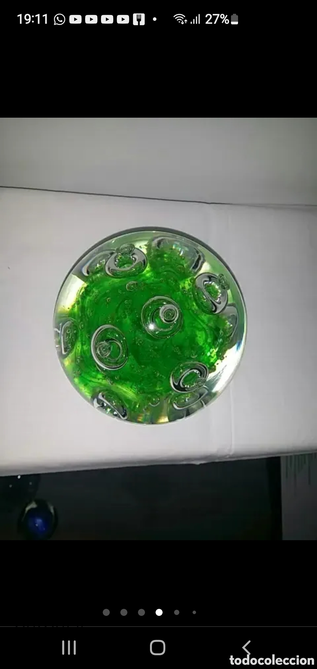 Coleccionismo: Pisapapeles verde aros - Foto 5
