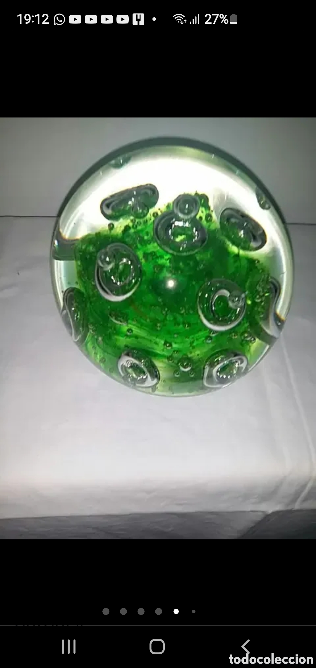 Coleccionismo: Pisapapeles verde aros - Foto 6