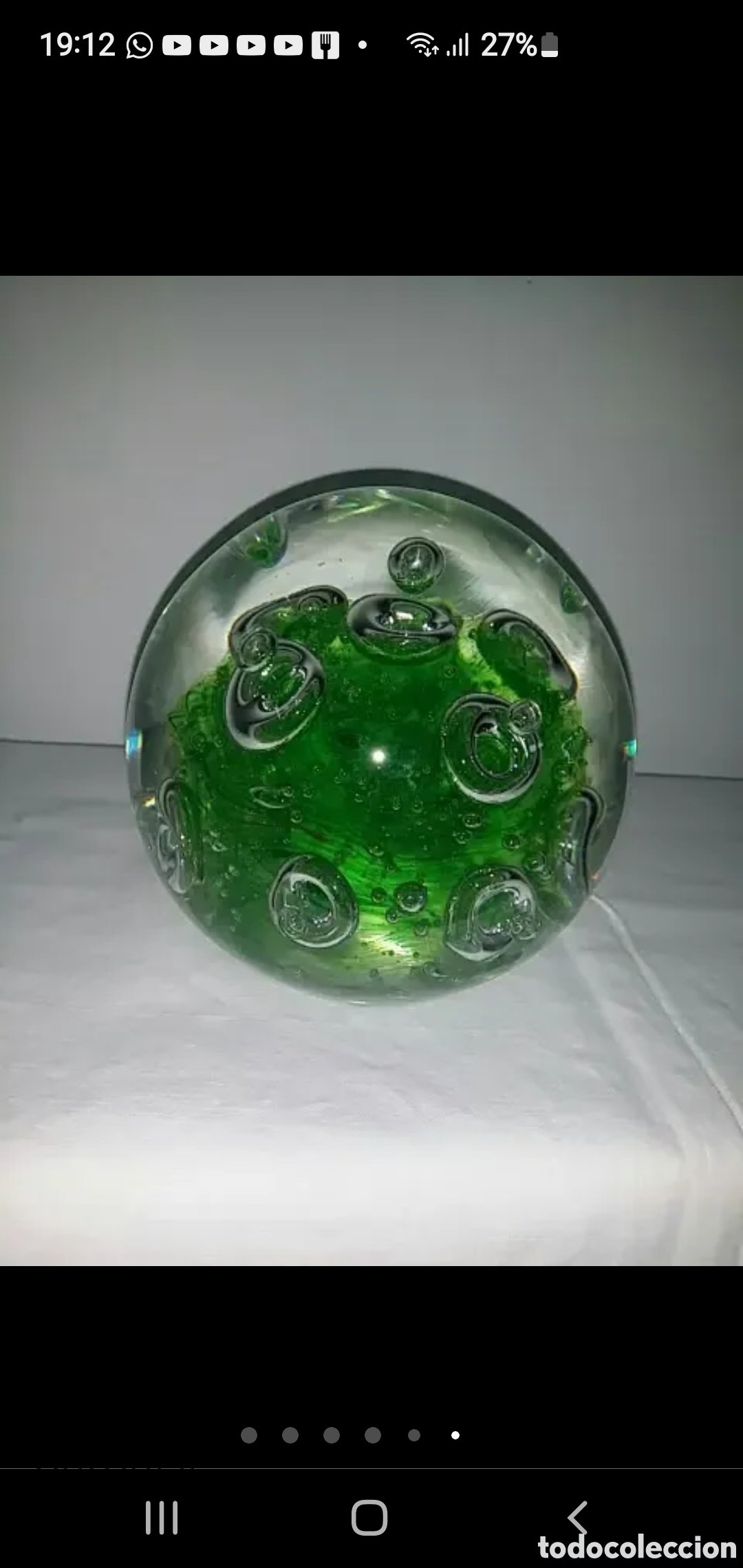 Coleccionismo: Pisapapeles verde aros - Foto 7