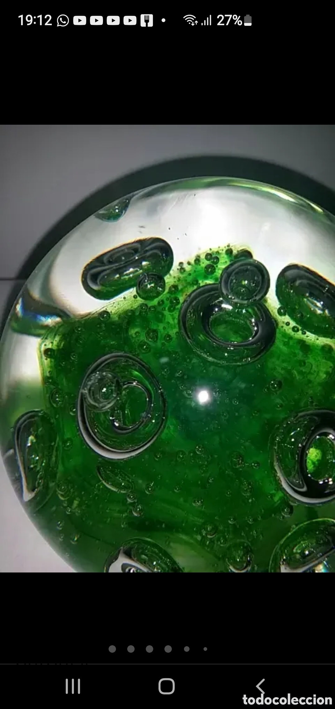 Coleccionismo: Pisapapeles verde aros - Foto 8