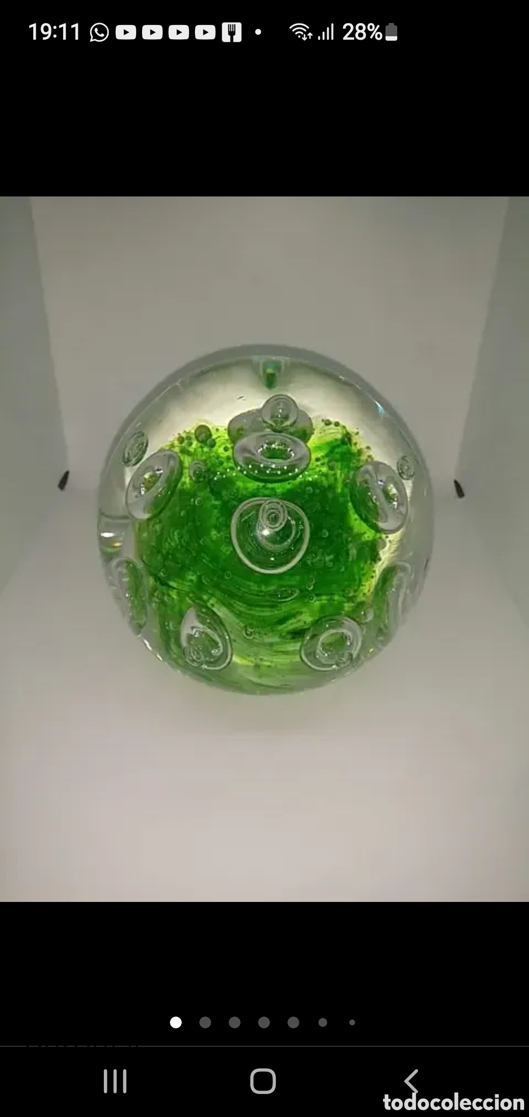 Coleccionismo: Pisapapeles verde aros - Foto 1